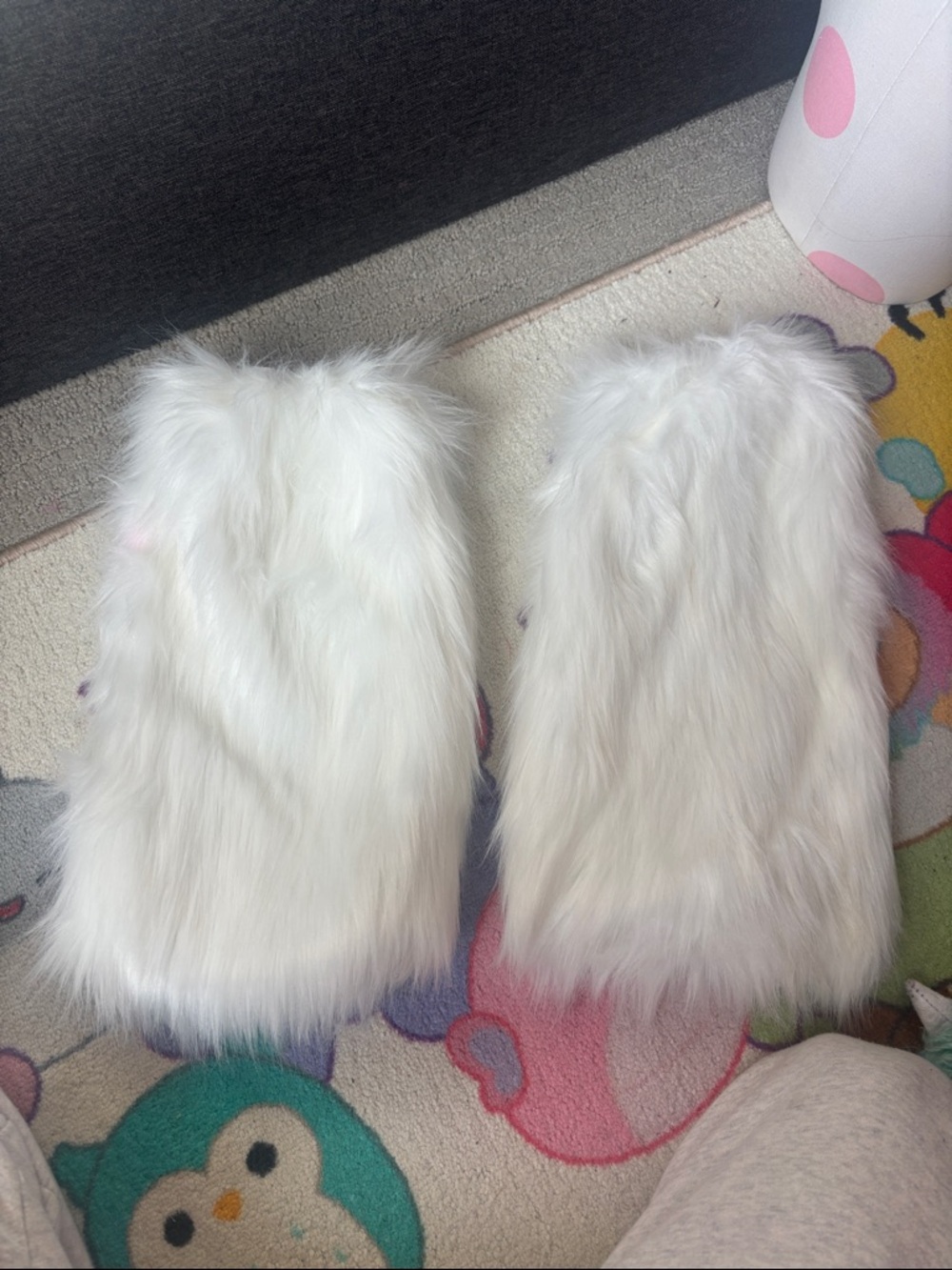 White Faux Fur Foot Covers - Plush Pair